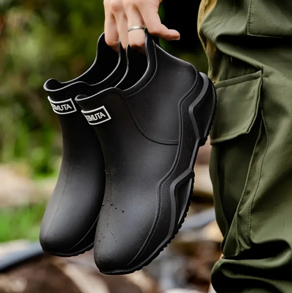 Trendy Outdoor Kitchen Non-slip Rain Boots, Motorcycle Waterproof Shoes, Rain Shoes Rubber Shoes Water Shoes Fishing Shoes