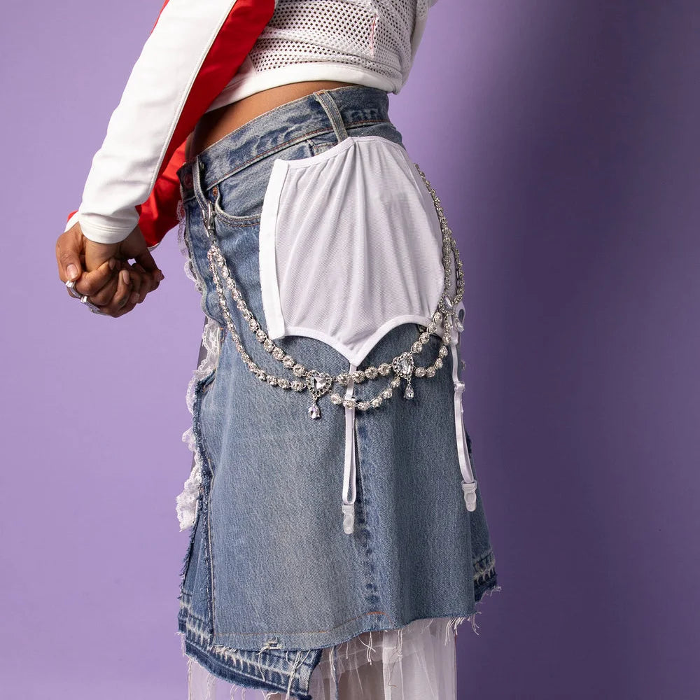 Double Layer Rhinestone  Waist Chain Body Jewelry Waistband Jeans Decoration