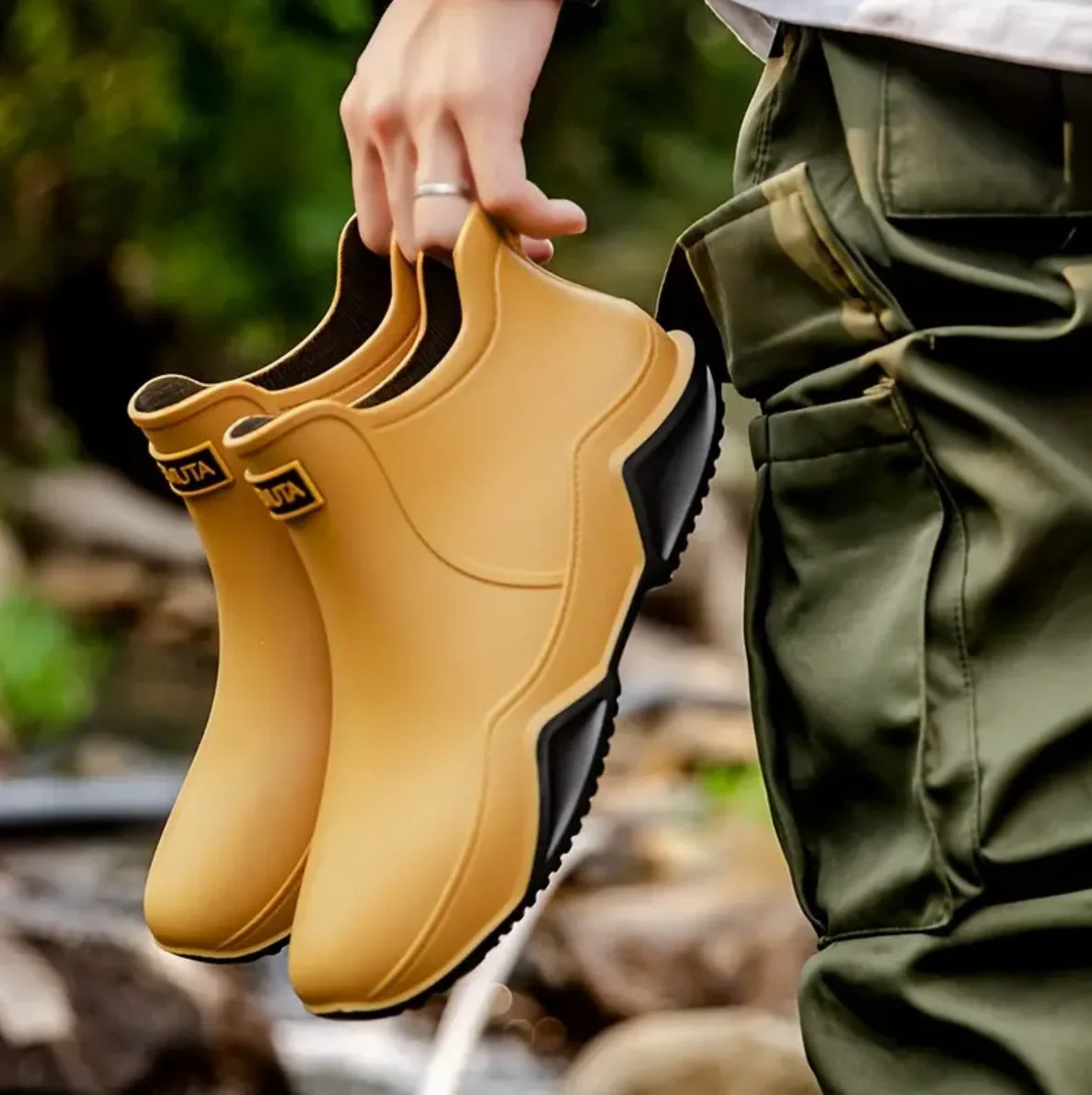 Trendy Outdoor Kitchen Non-slip Rain Boots, Motorcycle Waterproof Shoes, Rain Shoes Rubber Shoes Water Shoes Fishing Shoes