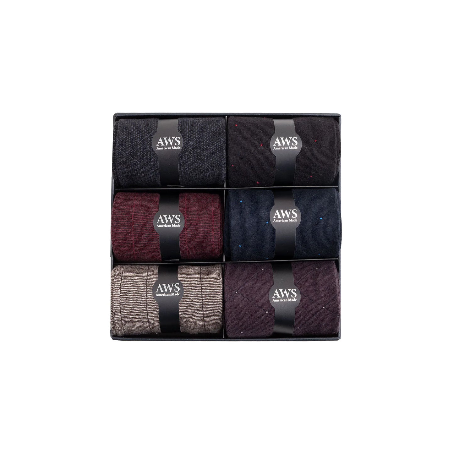 Luxury Bamboo Casual Business Socks with Gift Box 6 Pairs Shoe Size 8 to 11.5