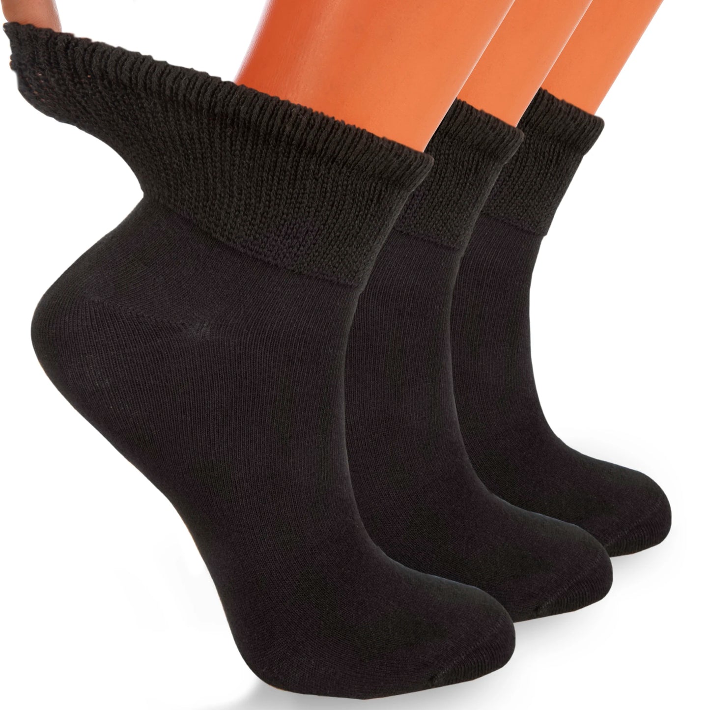 Cotton Diabetic Ankle Socks 3 Pairs Shoe Size 9-11