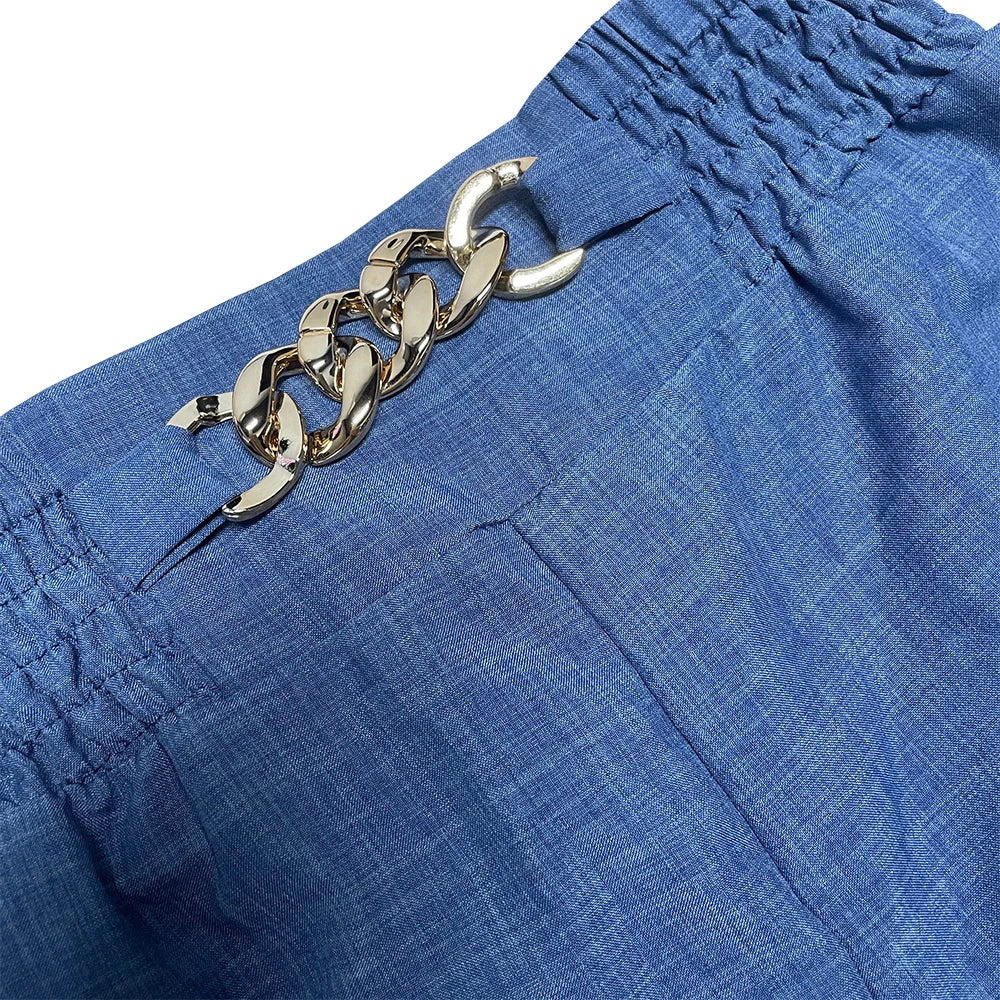 High Waist Solid Color Wide Leg Pants Summer Chic Loose Elegant Metal Flared Pant Office Straight Women Trousers