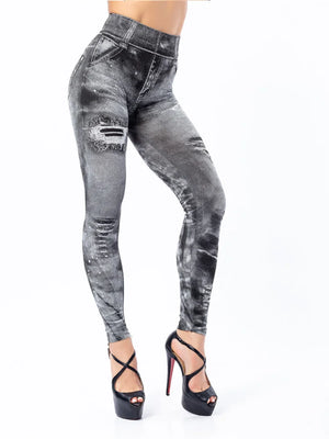 Women Imitation Jeans Stretch Leggings Fashion Sexy Slim Push Up Gym Leggings Causal Simple High Waist Streetwear Leggings