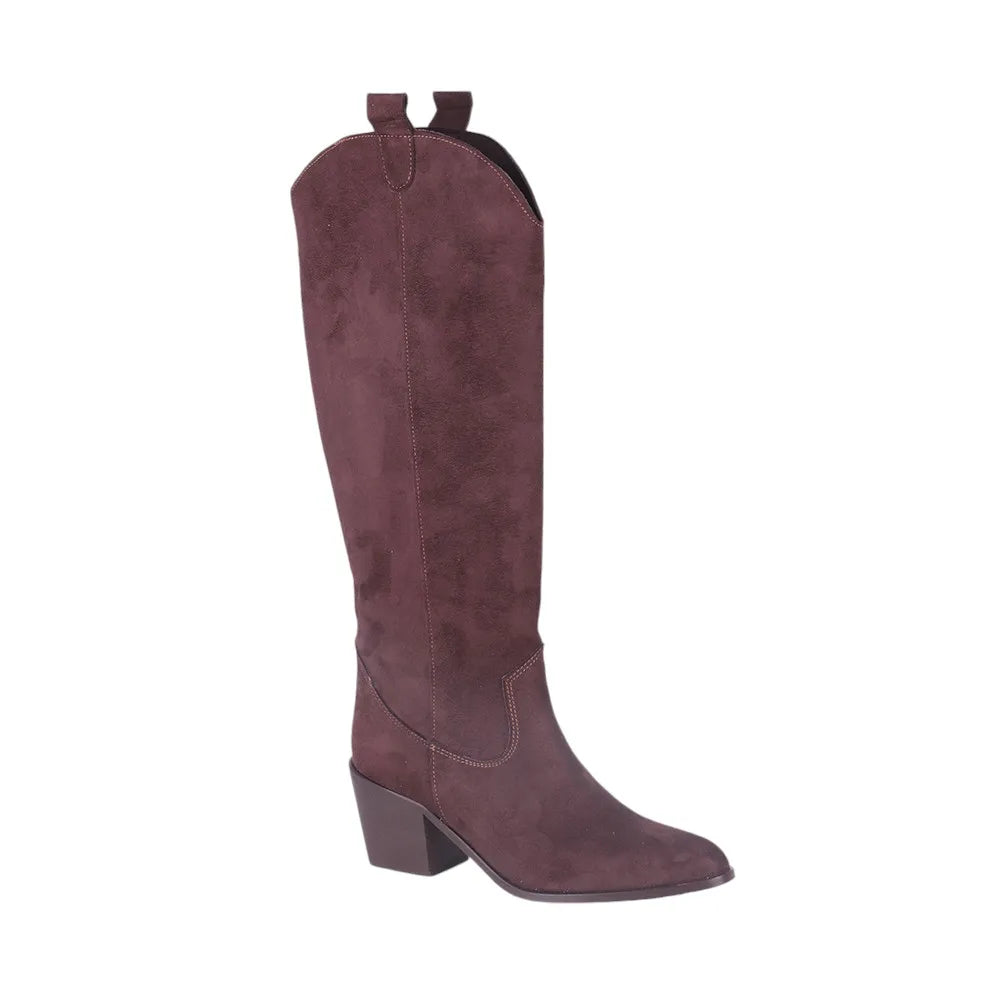 Brown Cowboy Boots Knee High  Fashion Long Tall Boot