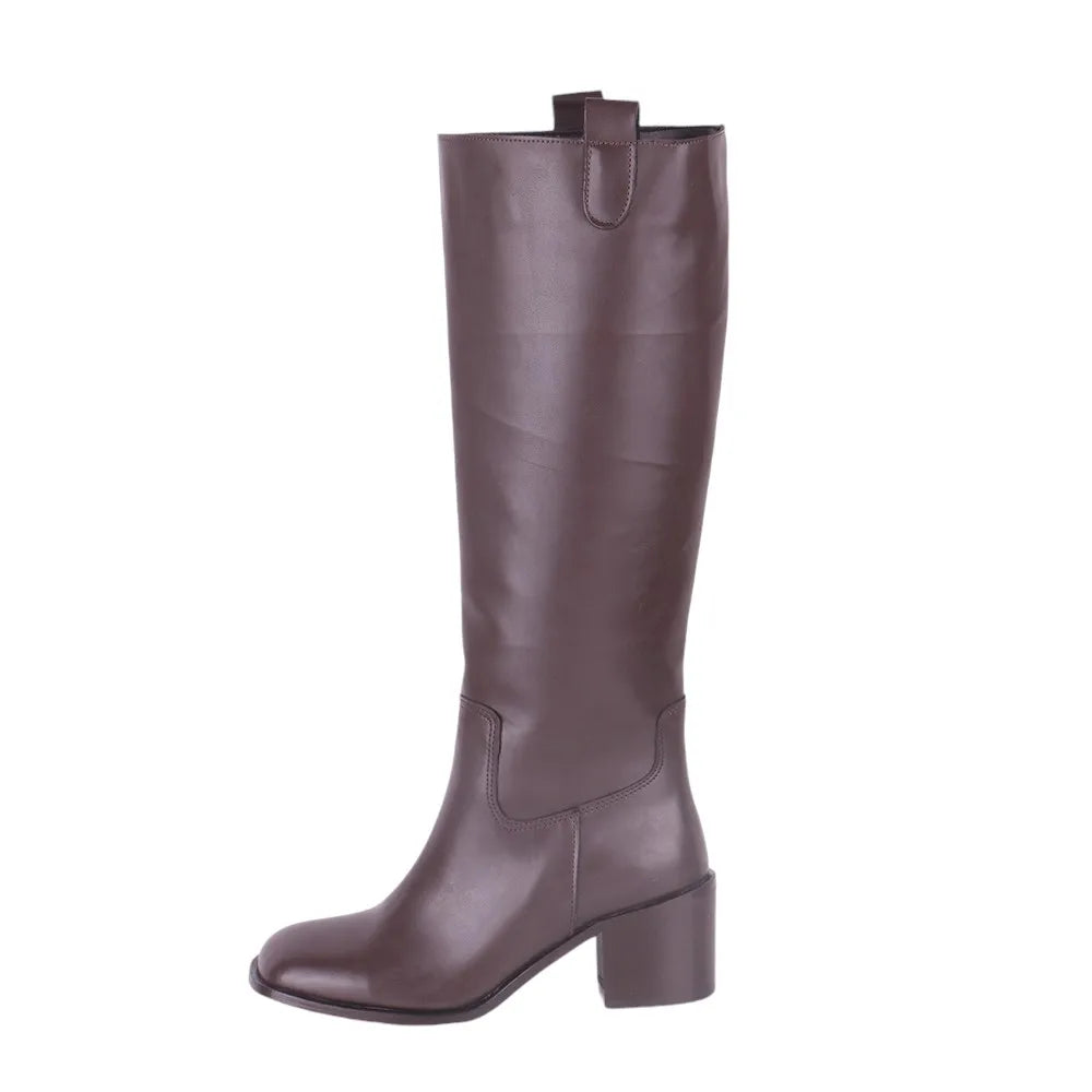 Boots Round Toe Knee-High  Chunky Heel  Thick Mid Heel  Boots Long Tall Boots