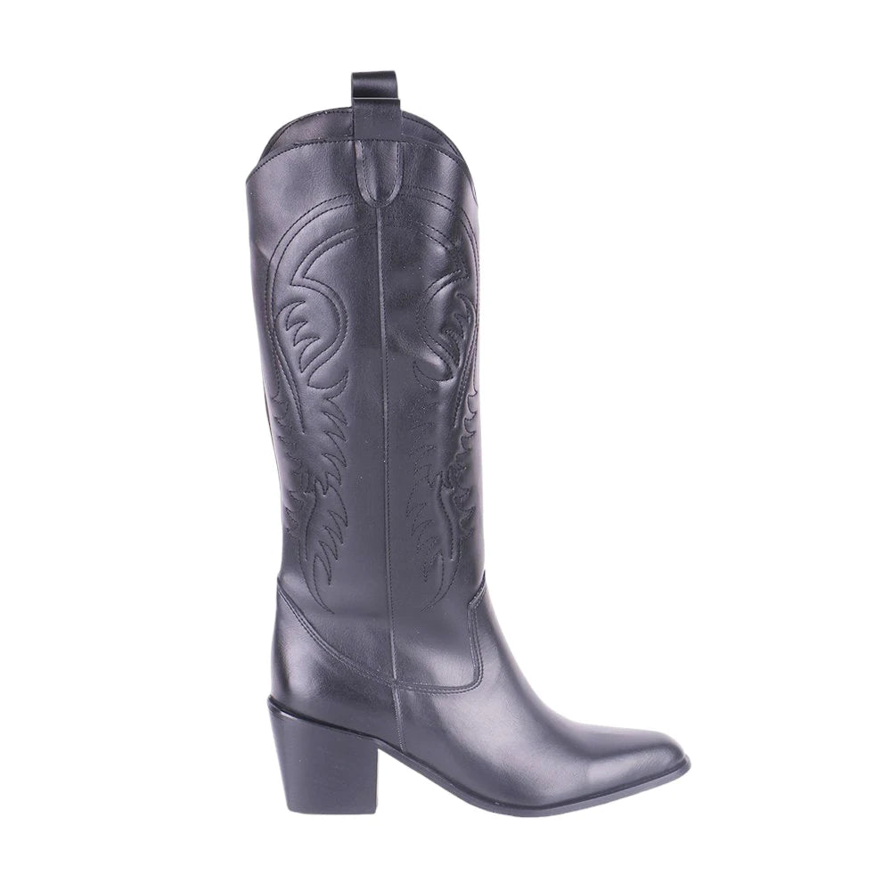 Chunky Heels Trendy Cowboy Mid Calf Boots Casual Shoes Cowgirls Western Boots Embroidery