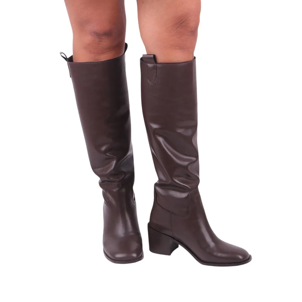 Boots Round Toe Knee-High  Chunky Heel  Thick Mid Heel  Boots Long Tall Boots