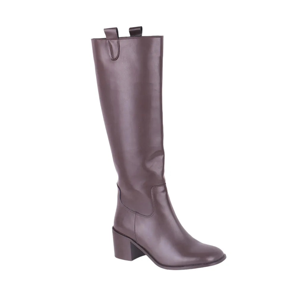 Boots Round Toe Knee-High  Chunky Heel  Thick Mid Heel  Boots Long Tall Boots
