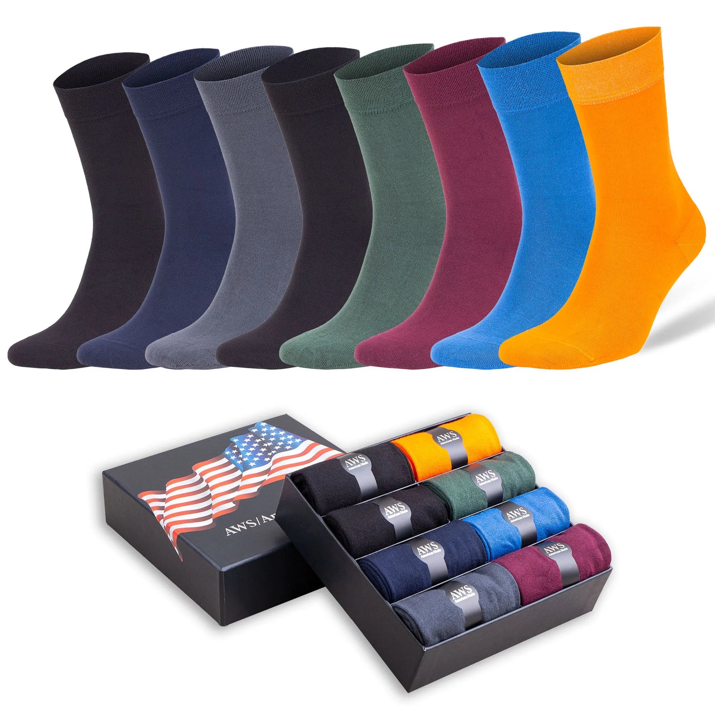 Luxury Bamboo Business Trouser Socks with Gift Box Premium 8 Pairs Shoe Size 8 to 11.5
