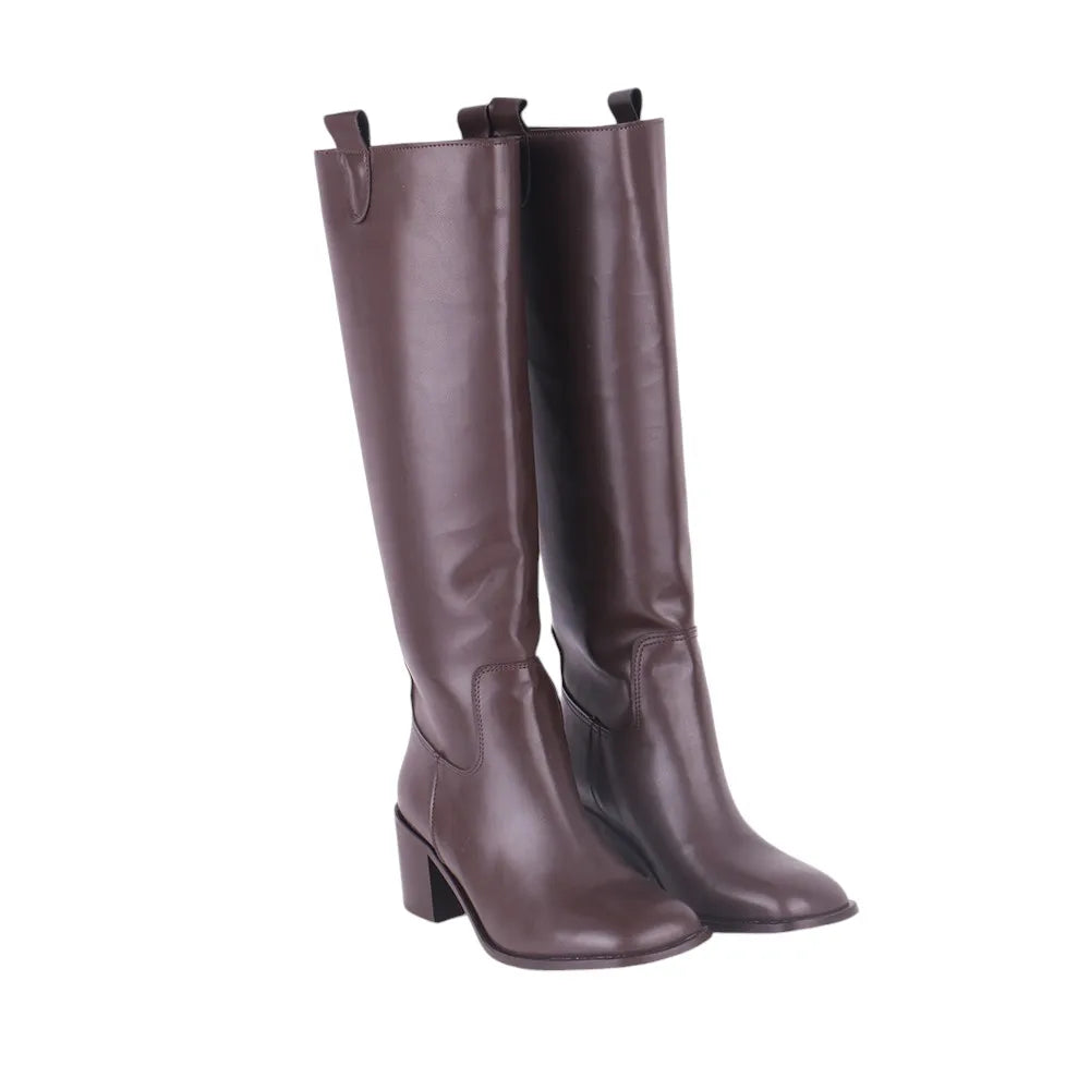 Boots Round Toe Knee-High  Chunky Heel  Thick Mid Heel  Boots Long Tall Boots
