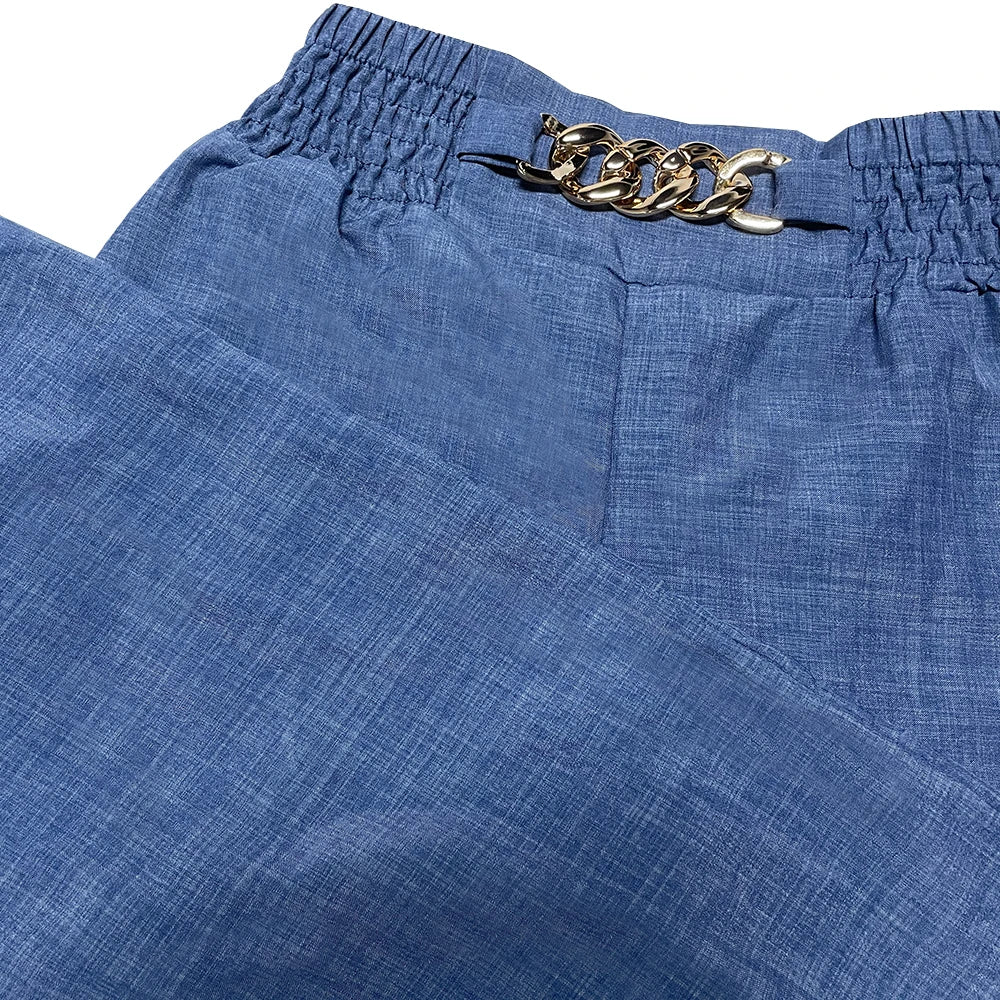 High Waist Solid Color Wide Leg Pants Summer Chic Loose Elegant Metal Flared Pant Office Straight Women Trousers