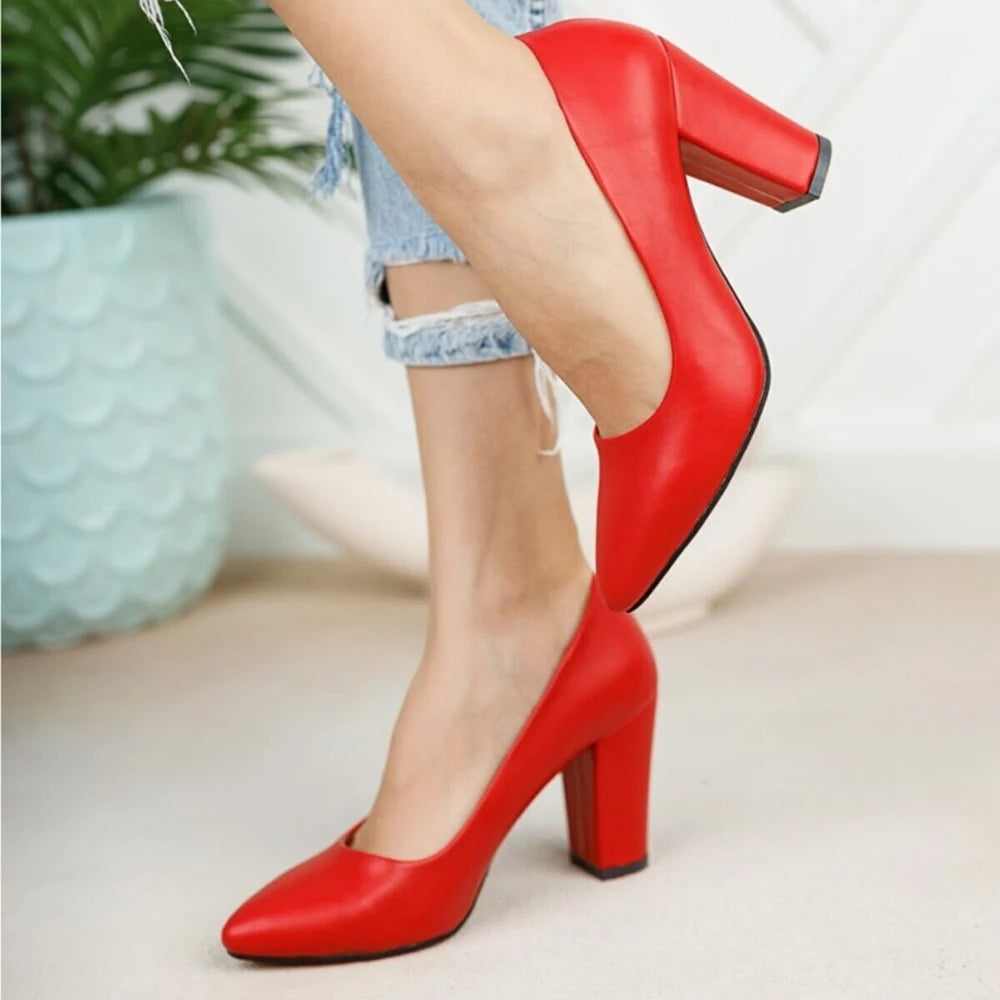 Big Size 34-45 Thick Heel Women Shoes Chunky Heel for Women Fashion Ladies Block Heel
