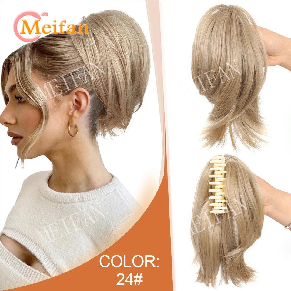 Synthetic Straight Claw Clip Chignon Fluffy Donut Messy Hair Bun Clip in Hairtail Extensions Natural Hairpieces for Women