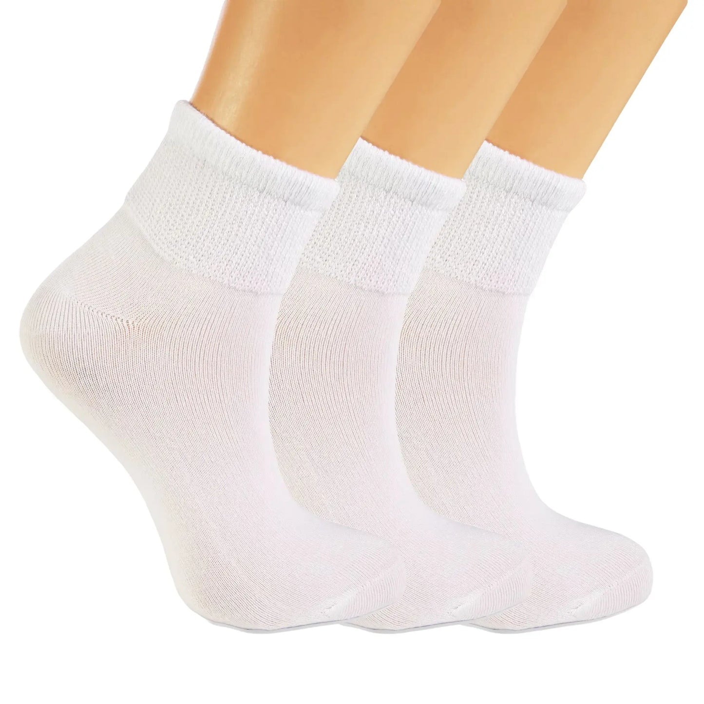 Cotton Diabetic Ankle Socks 3 Pairs Shoe Size 9-11