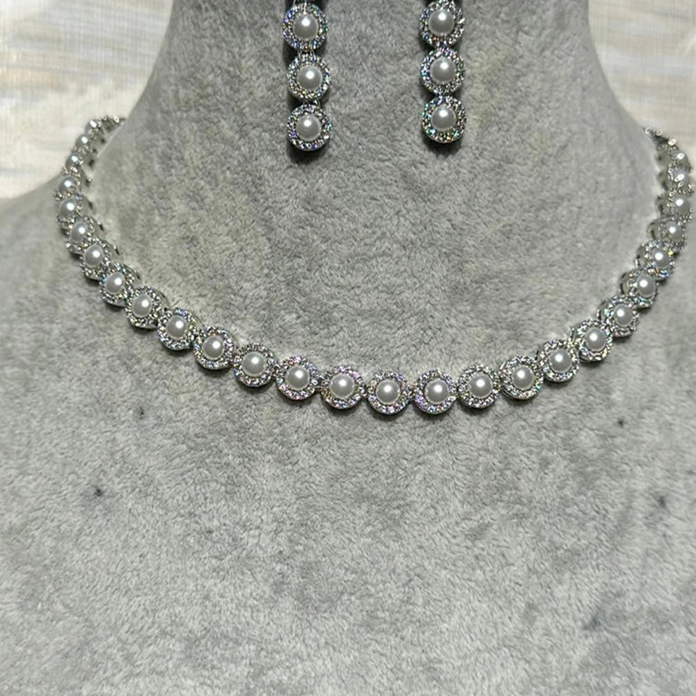 Pearl Necklace and Earrings Set  High Quality  Choker