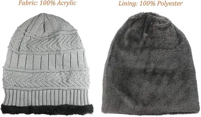 Winter Hat Scarf Gloves Slouchy Beanie Knit Skull Cap Touch Screen Mittens Circle Scarves for Women