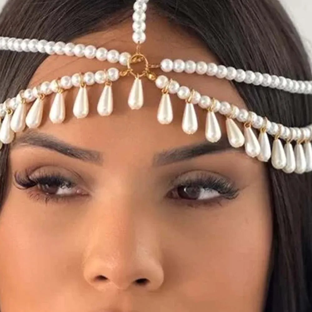 Pearl Tassel Headdress Jewelry Pearl Handmade