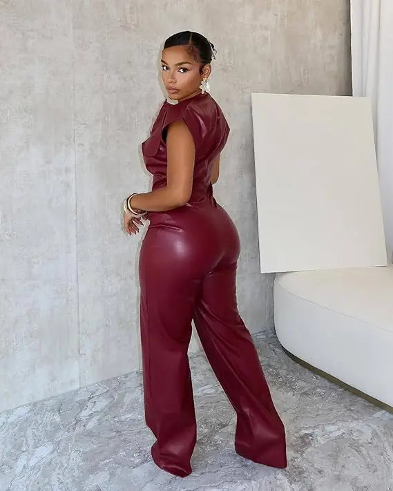 Women's Slim Fit Jumpsuit - Short Sleeve Sexy Button Front with Pockets, Casual Streetwear Outfit