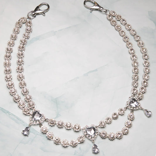 Double Layer Rhinestone  Waist Chain Body Jewelry Waistband Jeans Decoration