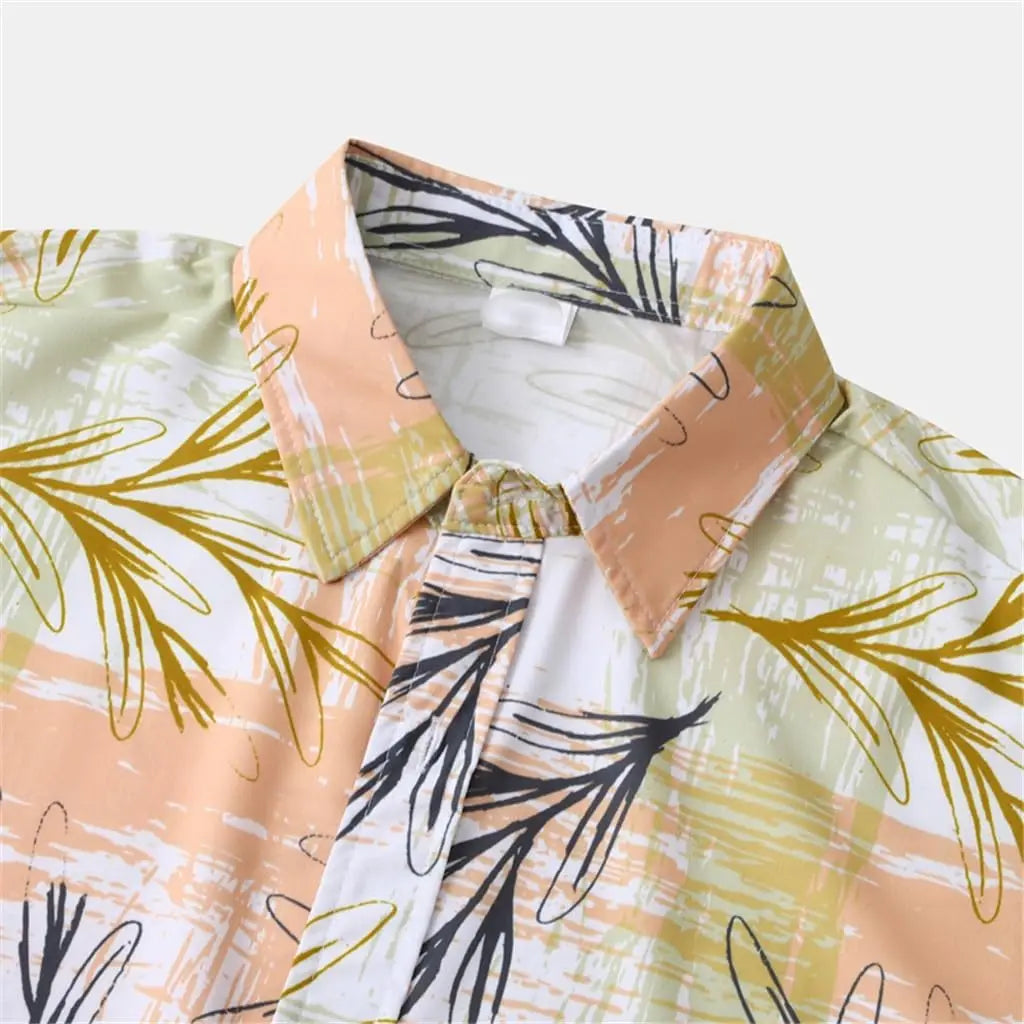 Men Sets Print Patchwork Lapel Short Sleeve Casual Shirt Beach Shorts Summer Streetwear Vacation Hawaiian Suits Men S-5XL