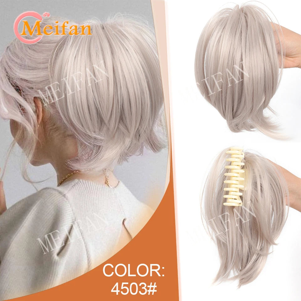 Synthetic Straight Claw Clip Chignon Fluffy Donut Messy Hair Bun Clip in Hairtail Extensions Natural Hairpieces for Women