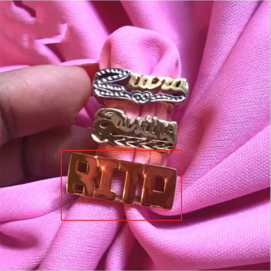 Custom Double Layers Nameplate Ring Hip Hop Two Color Name Ring Retro Jewelry