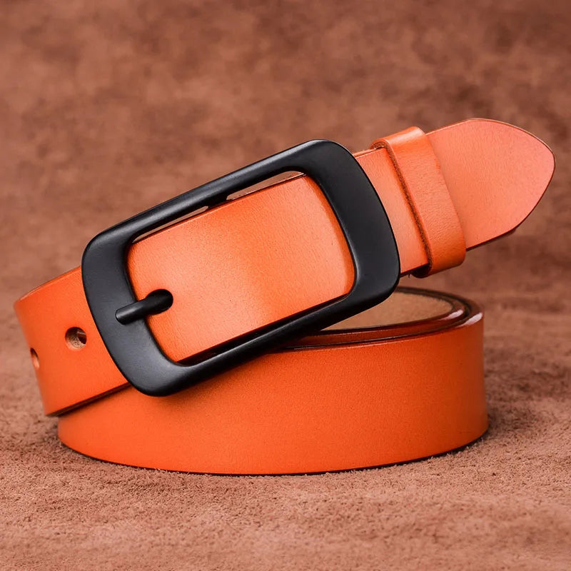 Stylish Leather Belt Alloy Buckle Natural Cowhide 2.8cm