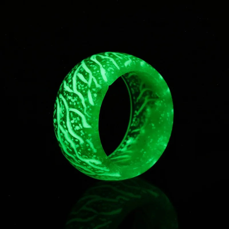 Luminous Resin Ring  Pink Glow Inlay  Fluorescent Glowing Rings