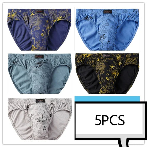 100% Cotton Briefs Mens Comfortable Underpants Man Underwear M/L/XL/2XL/3XL/4XL/5XL 5pcs/Lot