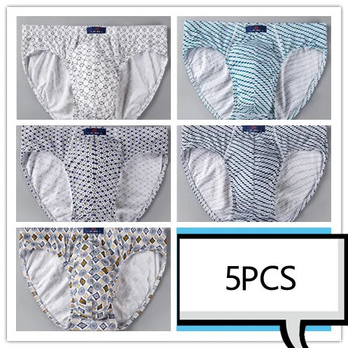 100% Cotton Briefs Mens Comfortable Underpants Man Underwear M/L/XL/2XL/3XL/4XL/5XL 5pcs/Lot