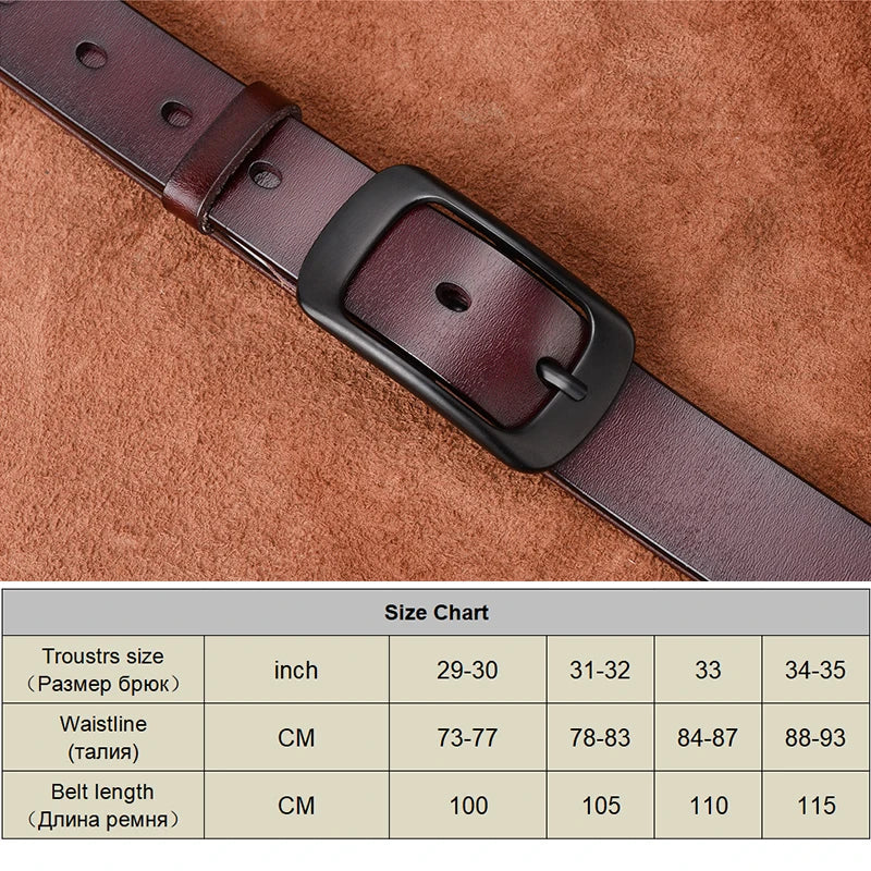 Stylish Leather Belt Alloy Buckle Natural Cowhide 2.8cm