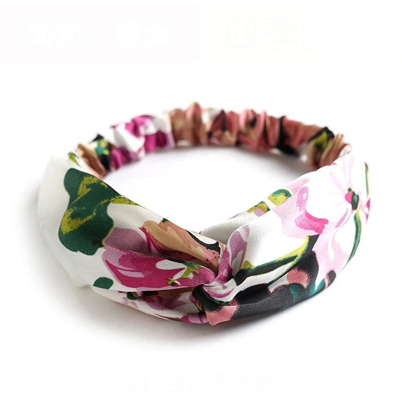 Fashion Women Summer Bohemian Hair Bands Print Headbands Vintage Cross Turban Bandage Bandanas Hair Bands Hair Accessories