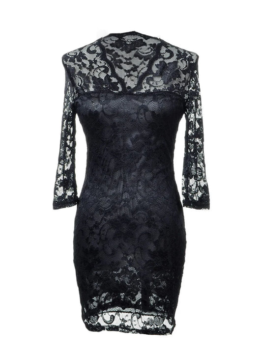 Gothic Romantic Floral Lace V Neck  Long Dress