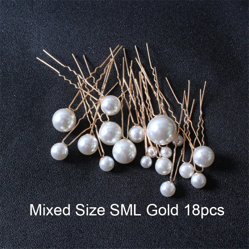 Women U-shaped Pin Metal Barrette Clip Hairpins Simulated Pearl Hair Accessories Hairstyle Design Tools