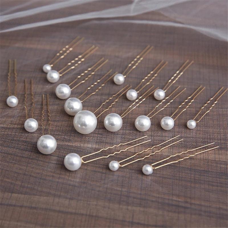 Women U-shaped Pin Metal Barrette Clip Hairpins Simulated Pearl Hair Accessories Hairstyle Design Tools