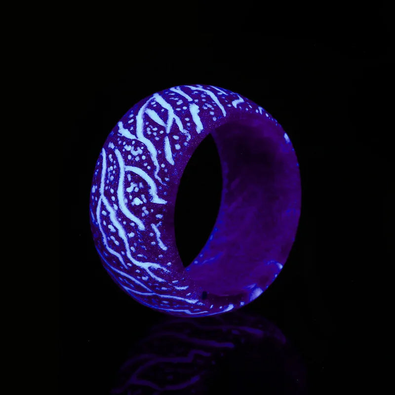 Luminous Resin Ring  Pink Glow Inlay  Fluorescent Glowing Rings
