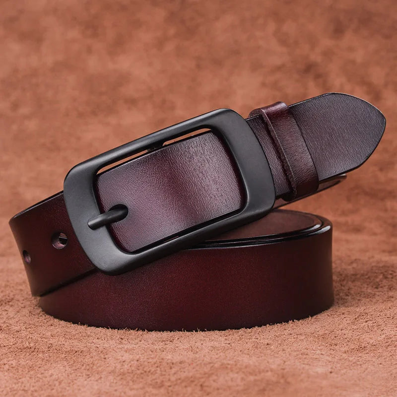 Stylish Leather Belt Alloy Buckle Natural Cowhide 2.8cm
