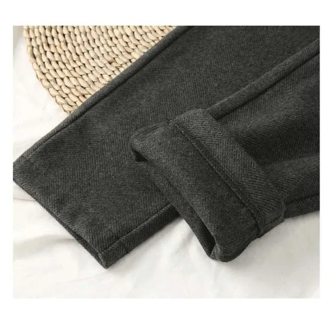 Wool Pants Women's Pencil Pants Autumn Winter High Waisted Casual Suit Pants Office Women Trousers