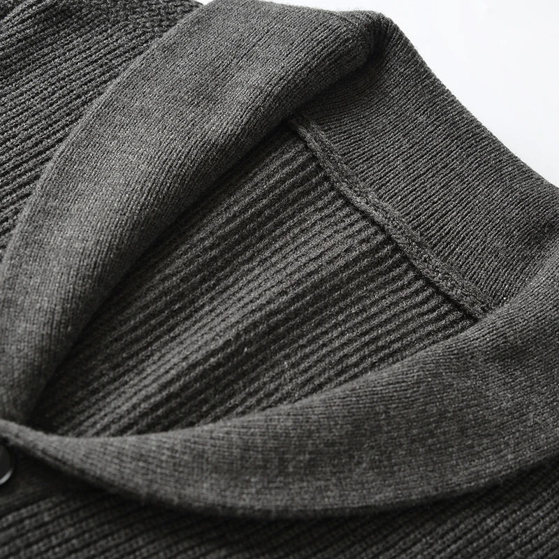 Shawl Collar Cardigan Sweater Slim Fit Cable Knit Button up Merino Wool Sweater