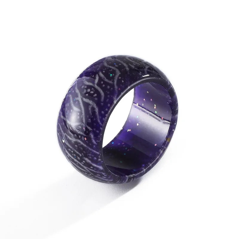 Luminous Resin Ring  Pink Glow Inlay  Fluorescent Glowing Rings