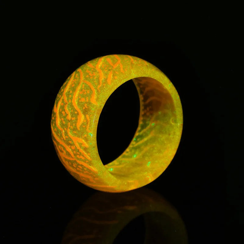 Luminous Resin Ring  Pink Glow Inlay  Fluorescent Glowing Rings