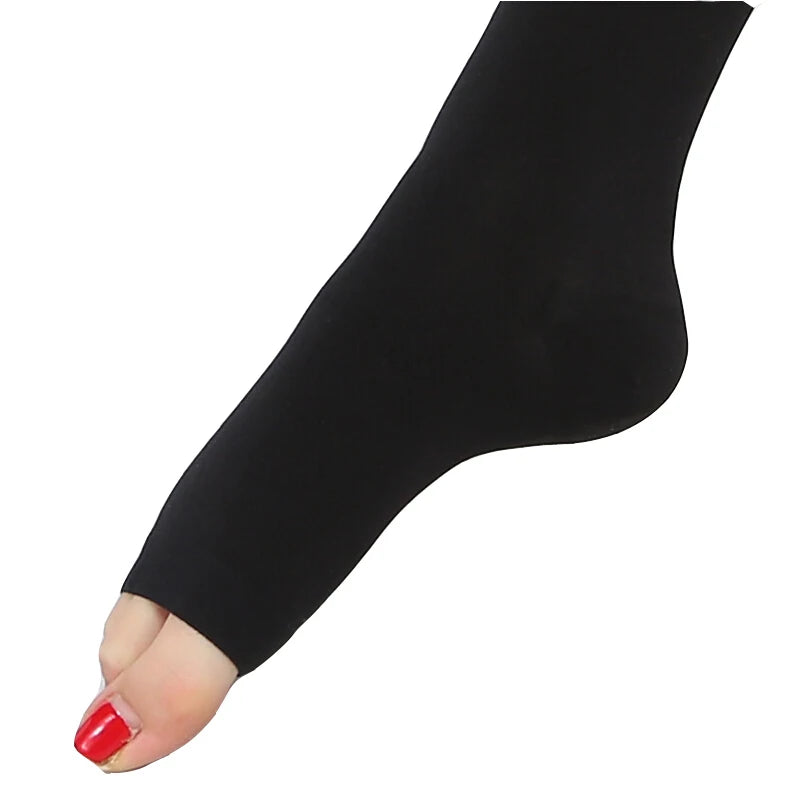 Medical 15-20 mmHg Compression Pantyhose, Waist High Open Toe Support Tights Stockings Anti Fatigue Travel Flight Soft Feel