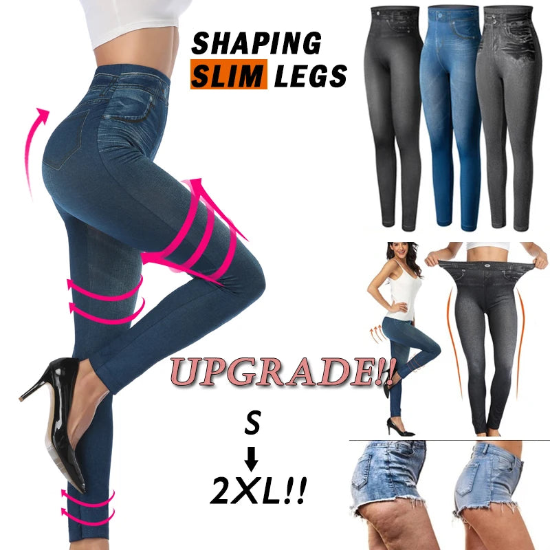 Women Denim Print Leggings Fashion Slimming Push Up Leggings  Stretch Printed  Pants