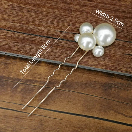 Women U-shaped Pin Metal Barrette Clip Hairpins Simulated Pearl Hair Accessories Hairstyle Design Tools