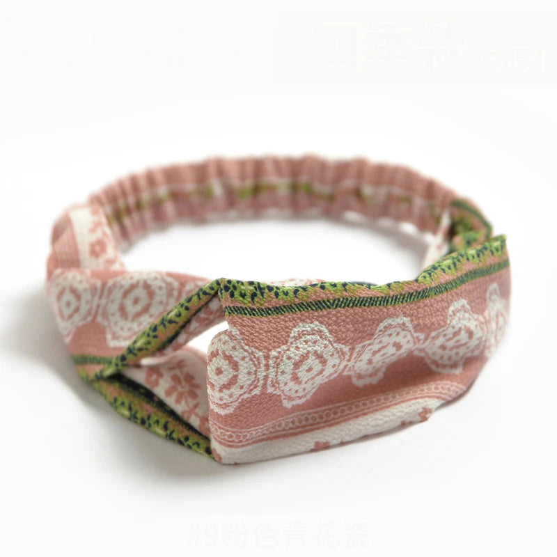 Fashion Women Summer Bohemian Hair Bands Print Headbands Vintage Cross Turban Bandage Bandanas Hair Bands Hair Accessories