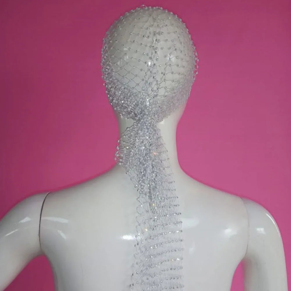 Luxury Rhinestone Head Scarf Hair Accessories Hollow Mesh Crystal Head Cap