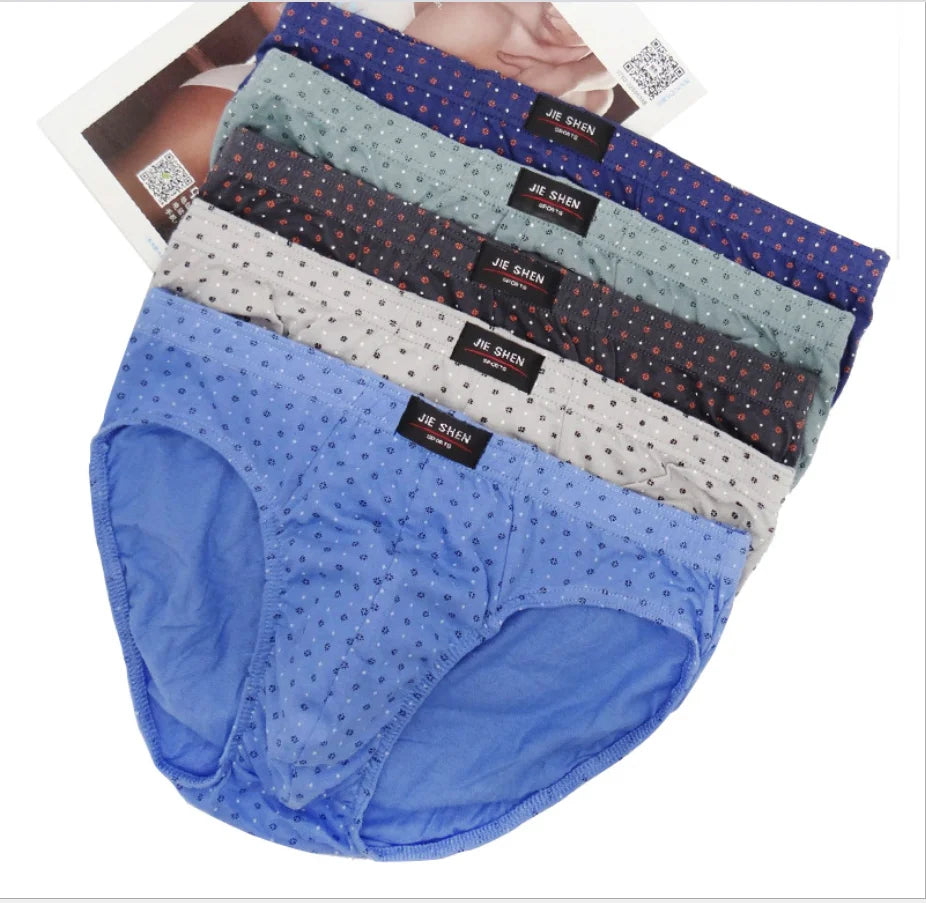 100% Cotton Briefs Mens Comfortable Underpants Man Underwear M/L/XL/2XL/3XL/4XL/5XL 5pcs/Lot