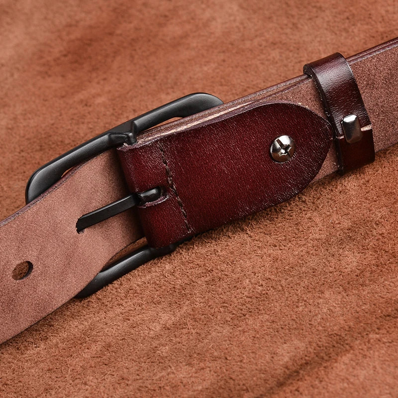Stylish Leather Belt Alloy Buckle Natural Cowhide 2.8cm