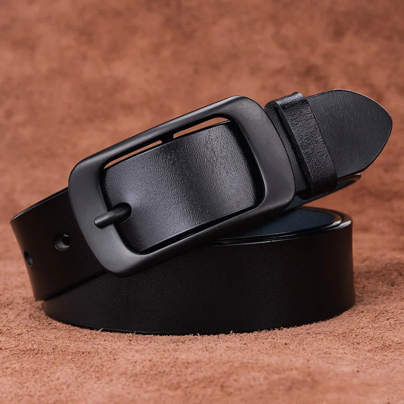 Stylish Leather Belt Alloy Buckle Natural Cowhide 2.8cm