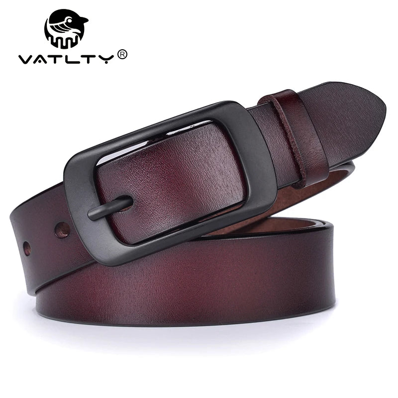 Stylish Leather Belt Alloy Buckle Natural Cowhide 2.8cm